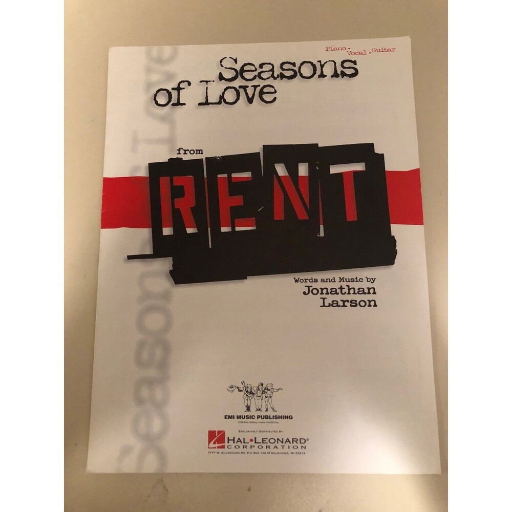 Seasons of Love from Musical Rent Sheet Music Vintage 1996 Piano Vocal Guitar